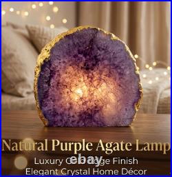 Purple Agate Geode Lamp Natural Crystal Stone Light Luxury Home Decor