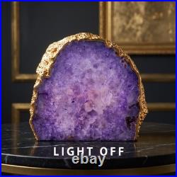 Purple Agate Geode Lamp Natural Crystal Stone Light Luxury Home Decor