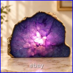 Purple Agate Geode Lamp Natural Crystal Stone Light Luxury Home Decor