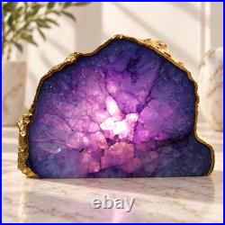 Purple Agate Geode Lamp Natural Crystal Stone Light Luxury Home Decor