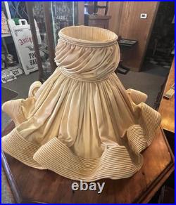 Queen 21Antique GOLD SATIN Vintage Boudoir Lampshade Ruffled AMAZING Art Deco