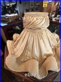 Queen 21Antique GOLD SATIN Vintage Boudoir Lampshade Ruffled AMAZING Art Deco