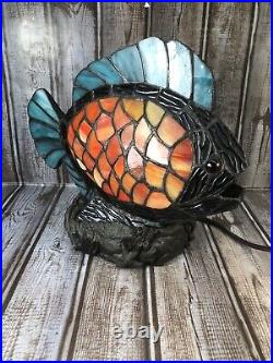 Quoizel Tiffany Style Stained Glass Piranha Fish Lamp Night Light