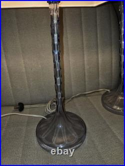RARE 18 Art Deco French Crystal Cut Glass Candlestick Lamps Lavender Amethyst