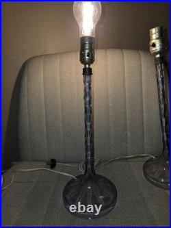 RARE 18 Art Deco French Crystal Cut Glass Candlestick Lamps Lavender Amethyst