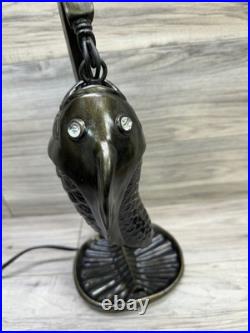 RARE! ANTIQUE BRONZE GLASS FISH LAMP, Nice piece