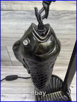 RARE! ANTIQUE BRONZE GLASS FISH LAMP, Nice piece