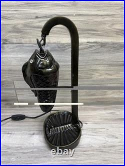 RARE! ANTIQUE BRONZE GLASS FISH LAMP, Nice piece