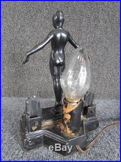 RARE ANTIQUE signed FRANKART ART DECO NUDE FEMALE TABLE LAMP
