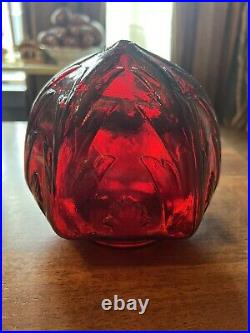 RARE ART DECO Boudoir Lamp Ruby Red Glass, All Original Parts Must Be Rewired