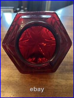 RARE ART DECO Boudoir Lamp Ruby Red Glass, All Original Parts Must Be Rewired