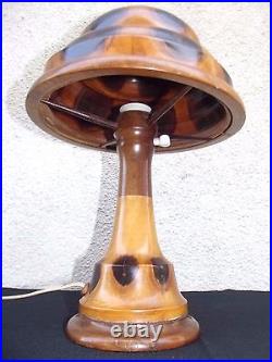 RARE ART DECO WOOD BRAZILIAN TABLE DESK LAMP By Carlos Zipperer Sobr C1920s