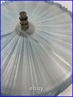 RARE Antique Art Deco Frosted Blue Glass Boudoir Lamp (READ) 13.5 in