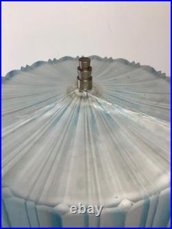 RARE Antique Art Deco Frosted Blue Glass Boudoir Lamp (READ) 13.5 in