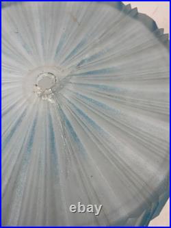 RARE Antique Art Deco Frosted Blue Glass Boudoir Lamp (READ) 13.5 in