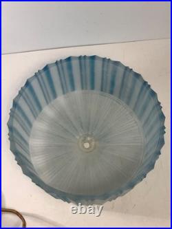 RARE Antique Art Deco Frosted Blue Glass Boudoir Lamp (READ) 13.5 in