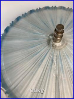 RARE Antique Art Deco Frosted Blue Glass Boudoir Lamp (READ) 13.5 in