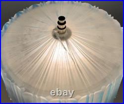 RARE Antique Art Deco Frosted Blue Glass Boudoir Lamp (READ) 13.5 in
