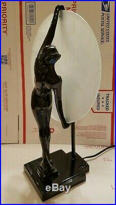 RARE Antique Vintage Art Deco Frankart Sarsaparilla Nude Nymph Woman Bronze Lamp