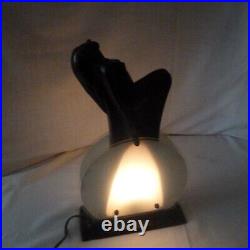 RARE Art Deco Lamp Frankart Style nymph figurine black art Table Lamp MINT