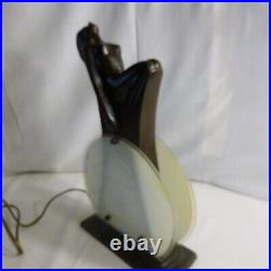 RARE Art Deco Lamp Frankart Style nymph figurine black art Table Lamp MINT