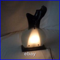 RARE Art Deco Lamp Frankart Style nymph figurine black art Table Lamp MINT