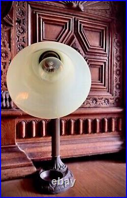 RARE Art Deco Steampunk Retro Futurism Tulip Shade Goose Neck Desk Lamp