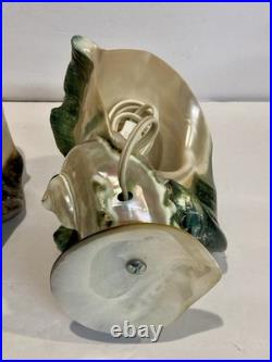 RARE Pair Turbo Shell Lamps MOP Base Vintage Coastal Nautical Art Deco Vintage