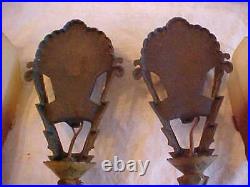 RARE Pair of Midwest Solure Art Deco Brown Tip Slip Shade Electric Table Lamps