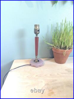 RARE Vintage Art Deco Bakelite Butterscotch Pink Glass Table Lamp 1930s 1940s