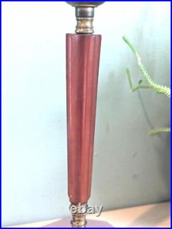 RARE Vintage Art Deco Bakelite Butterscotch Pink Glass Table Lamp 1930s 1940s