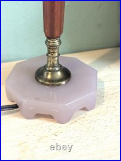RARE Vintage Art Deco Bakelite Butterscotch Pink Glass Table Lamp 1930s 1940s