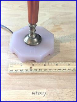 RARE Vintage Art Deco Bakelite Butterscotch Pink Glass Table Lamp 1930s 1940s