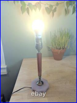 RARE Vintage Art Deco Bakelite Butterscotch Pink Glass Table Lamp 1930s 1940s
