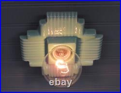 RARE Vintage Art Deco Celadon Green Porcelain Ceiling or Vanity Light Rewired RARE Vintage Art Deco Celadon Green Porcelain Ceiling or Vanity Light Rewired