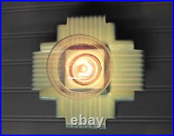 RARE Vintage Art Deco Celadon Green Porcelain Ceiling or Vanity Light Rewired