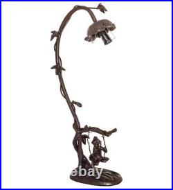 RARE Vintage Art Deco Meyda Lighting Bronze Cherub Angel Swinging Flower Lamp