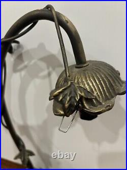 RARE Vintage Art Deco Meyda Lighting Bronze Cherub Angel Swinging Flower Lamp