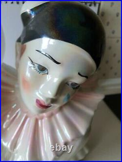 RARE Vintage Pierrot Lamp Ceramic Table Desk Clown Decorative Art Deco Light