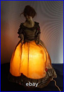 RARITY Antique 1920s Art Deco Porcelain Doll Victorian Lady Lamp Shade