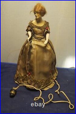 RARITY Antique 1920s Art Deco Porcelain Doll Victorian Lady Lamp Shade