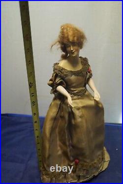 RARITY Antique 1920s Art Deco Porcelain Doll Victorian Lady Lamp Shade