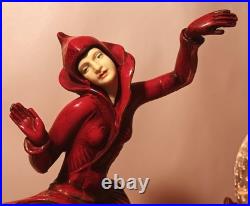 RED PIXIE vtg art deco gerdago harlequin lamp jb hirsch marble globe dance girl