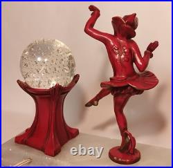 RED PIXIE vtg art deco gerdago harlequin lamp jb hirsch marble globe dance girl