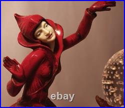 RED PIXIE vtg art deco gerdago harlequin lamp jb hirsch marble globe dance girl