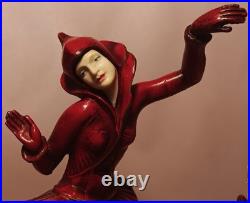 RED PIXIE vtg art deco gerdago harlequin lamp jb hirsch marble globe dance girl