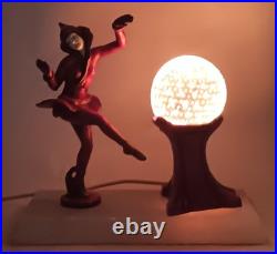 RED PIXIE vtg art deco gerdago harlequin lamp jb hirsch marble globe dance girl
