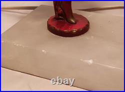 RED PIXIE vtg art deco gerdago harlequin lamp jb hirsch marble globe dance girl