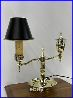RESTORED Antique Vtg Brass Oil Desk Lamp Student Art Deco Victorian Colonial