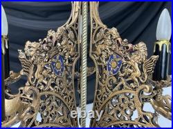 RESTORED Antique Vtg Griffin Lion Chandelier Gothic Arts Crafts Deco 1920s 1930s
